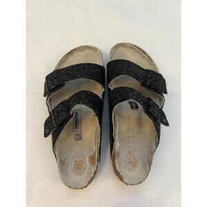 Birkenstock ARIZONA Women’s Size 40‎ Blackish Gray Wool Buckled Slide Sandals